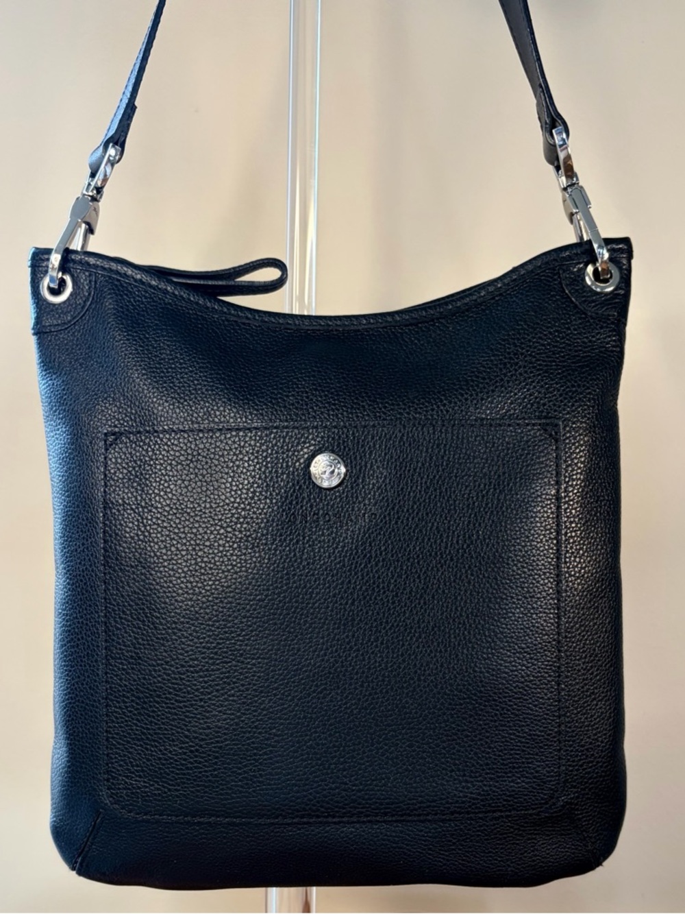 Longchamp Le’Foulonne Crossbody Slim Black Leather EUC - Picture 3 of 17